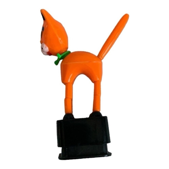Vintage Orange Cat Push Puppet Toy Kitty Cat Plastic 4" Collectible - Picture 5 of 5